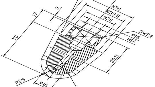 Bespoke diamond tool technical drawing